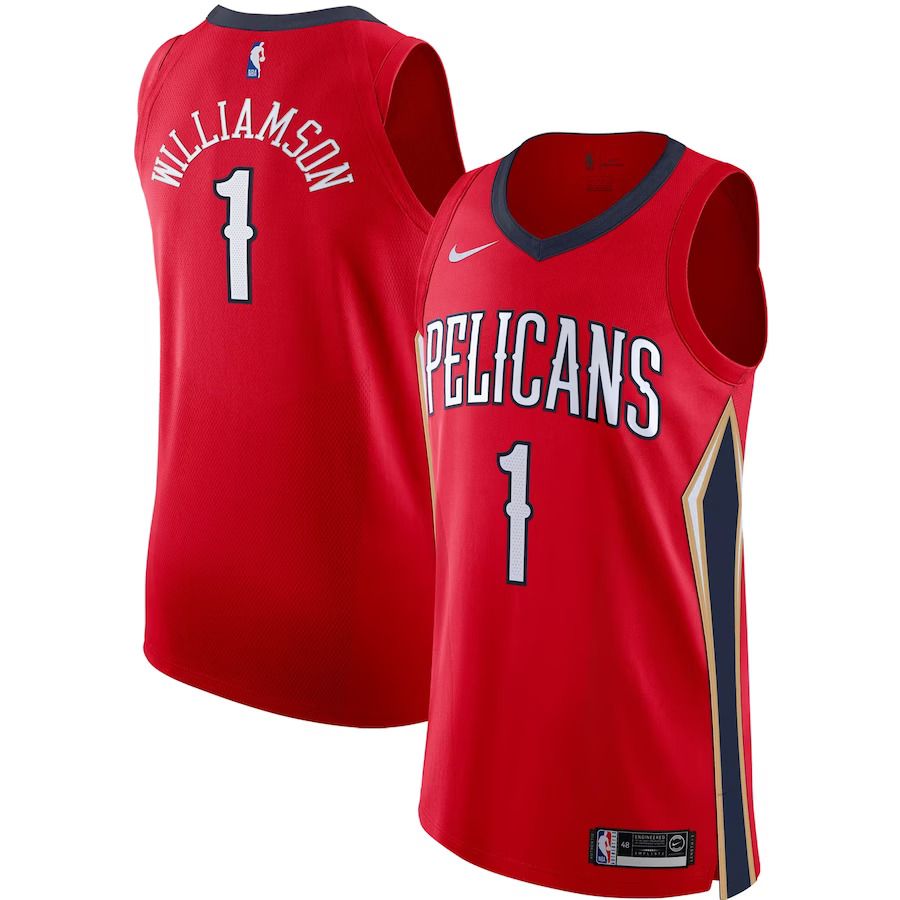 Men New Orleans Pelicans 1 Zion Williamson Nike Red Statement Edition Authentic Player NBA Jersey